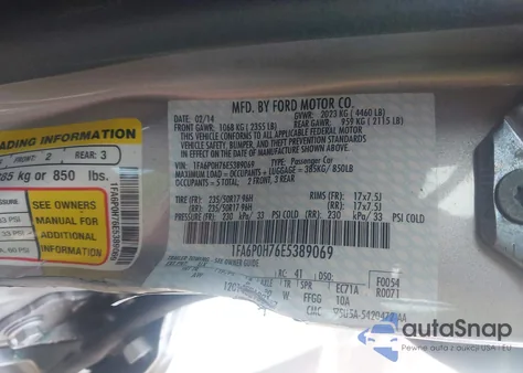 2014 Ford Fusion Se from USA, damaged, VIN 1FA6P0H76E5389069